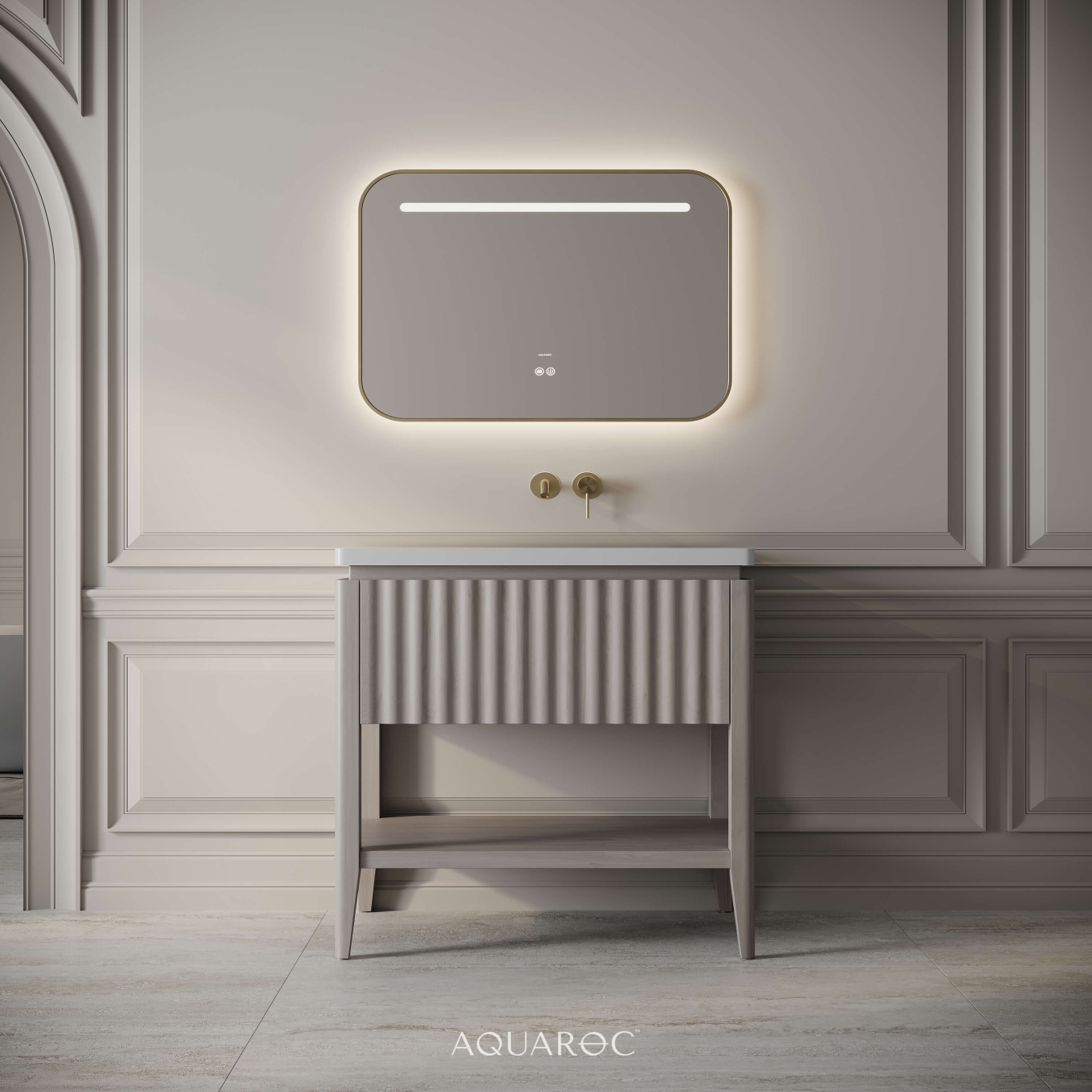 Kensington Vanity Unit & Stone Basin 800mm Sabbia Grigio Oak